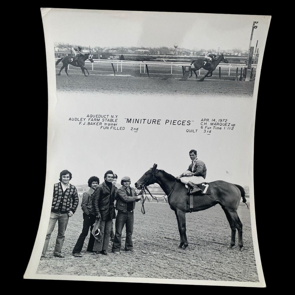 Vintage 1972 Aqueduct Horse Racing Photo Miniature Pieces Winner’s Circle